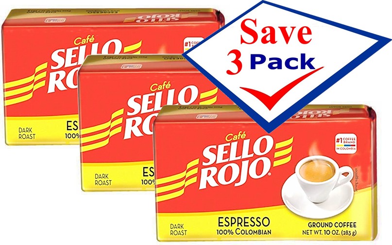 Cafe Sello Rojo Espresso Dark Roast 10 oz Pack of 3